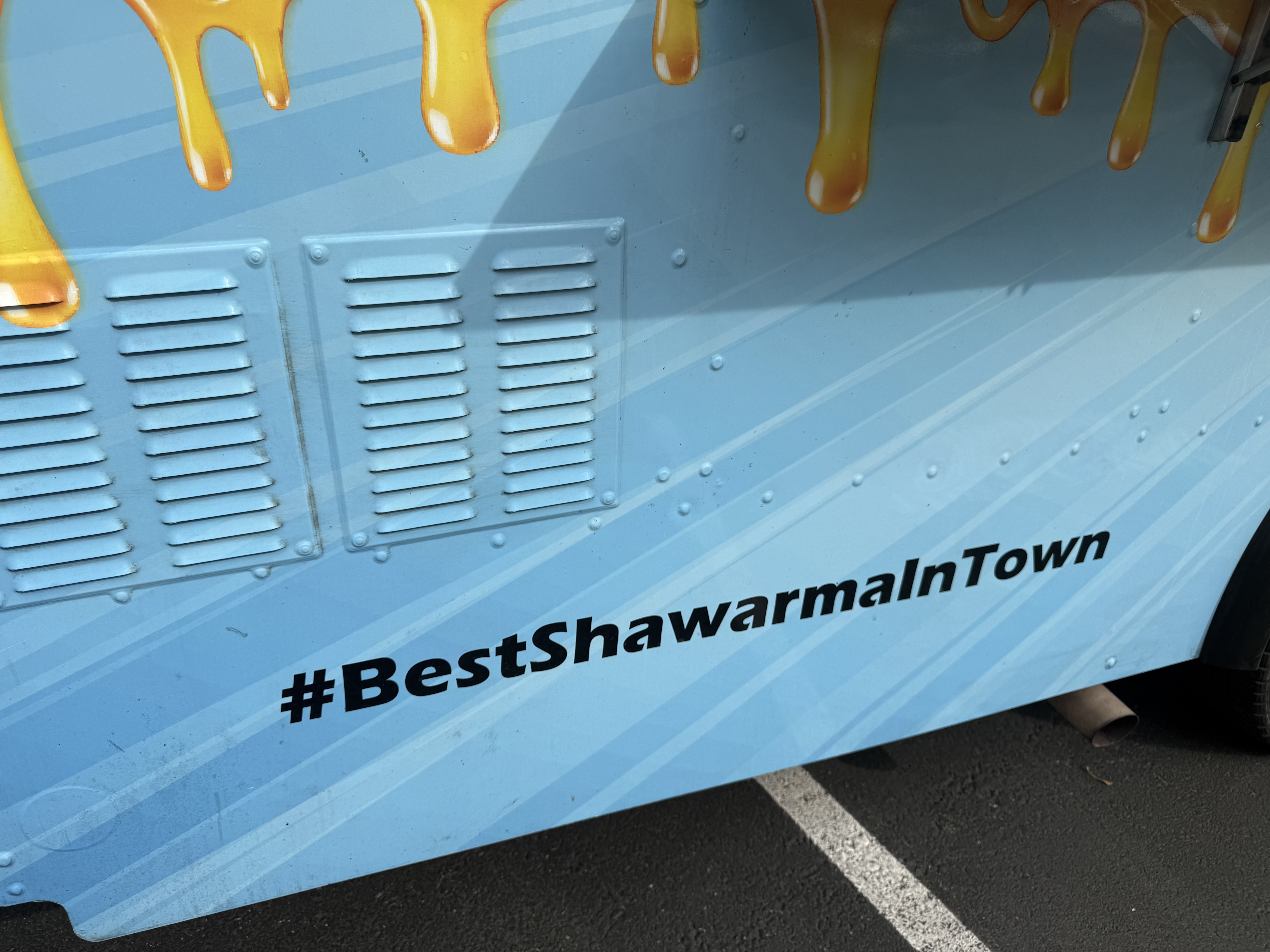 #BestShawarmaInTown on the truck with sauce drips