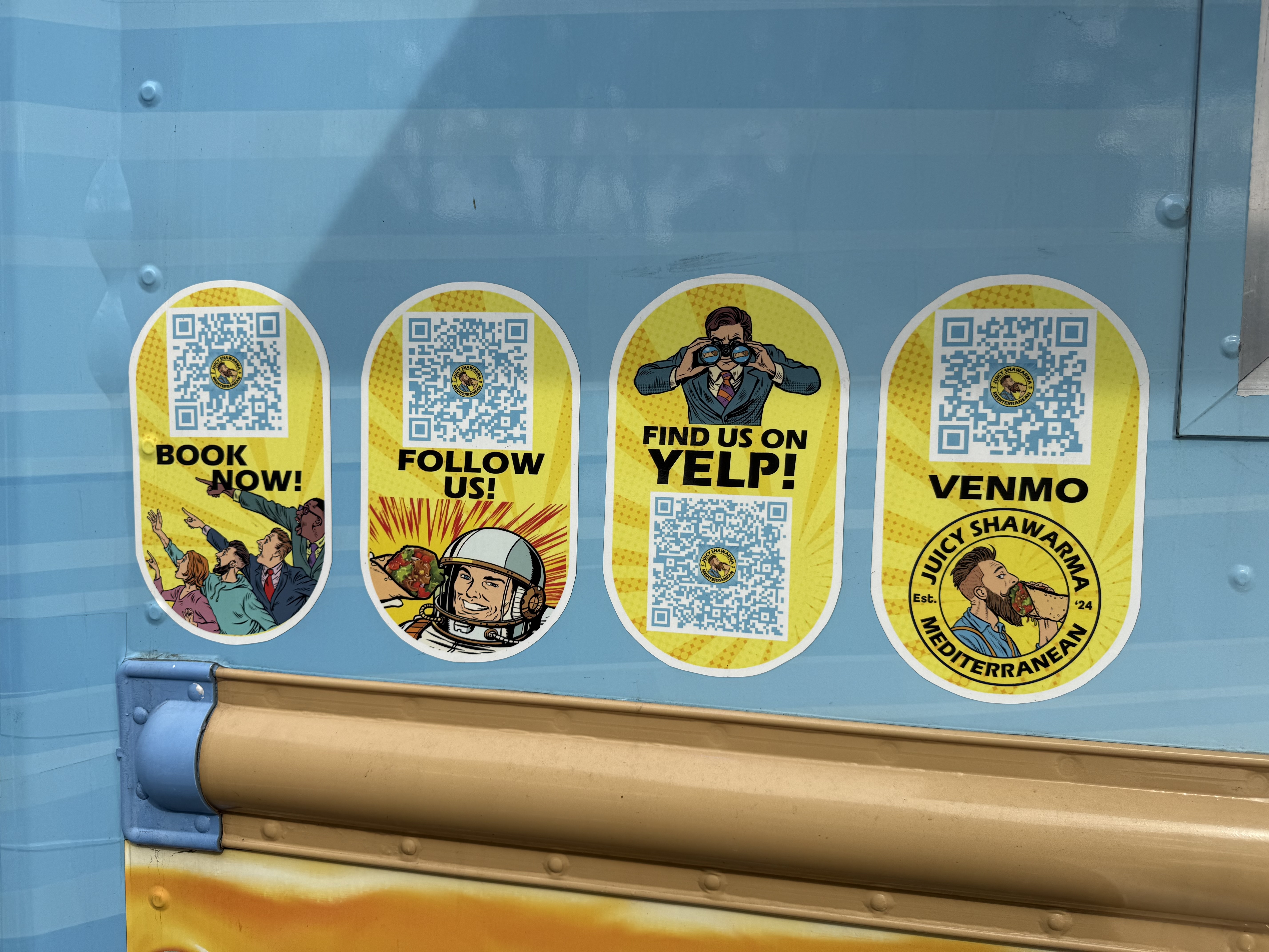 QR codes and ordering info on truck